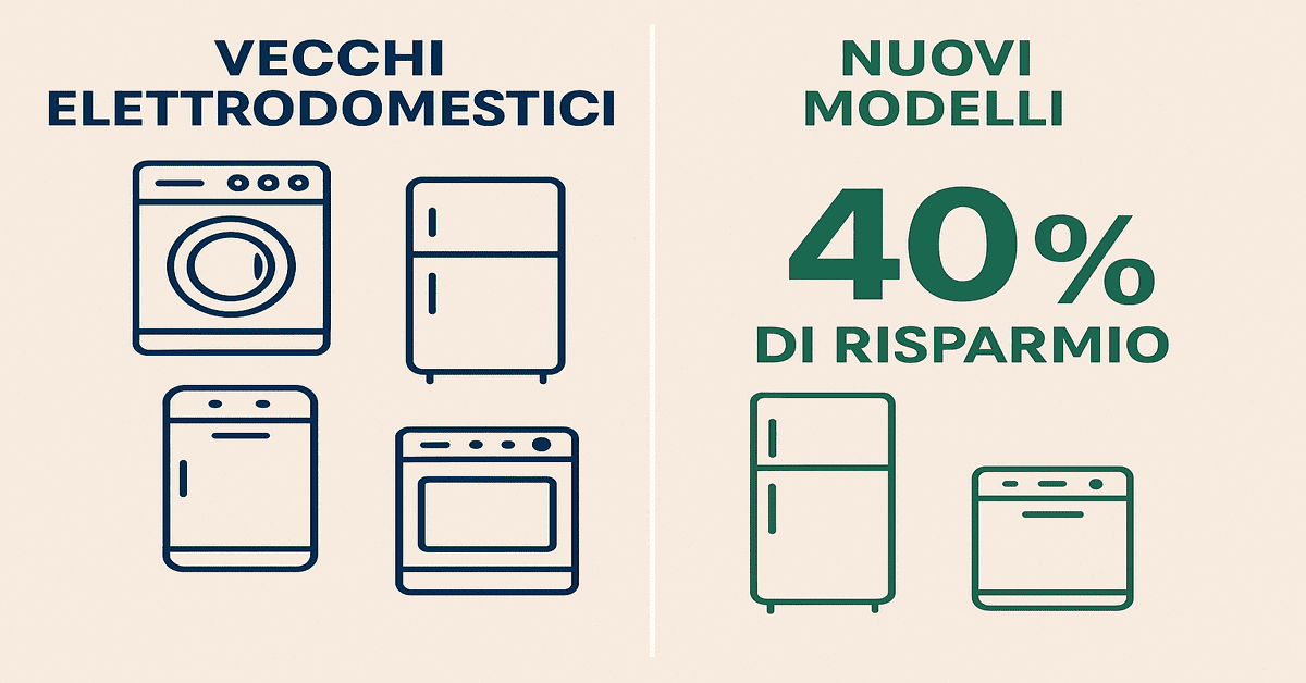 Infografica risparmio vecchi e nuovi elettrodomestici