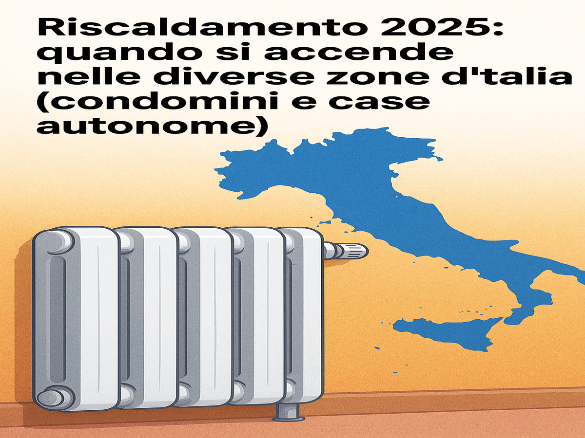 Cartina dell’Italia colorata per zone con termostati acceso riscaldamento